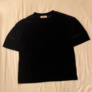 Deep Black Velour Men's Oversized T-Shirt